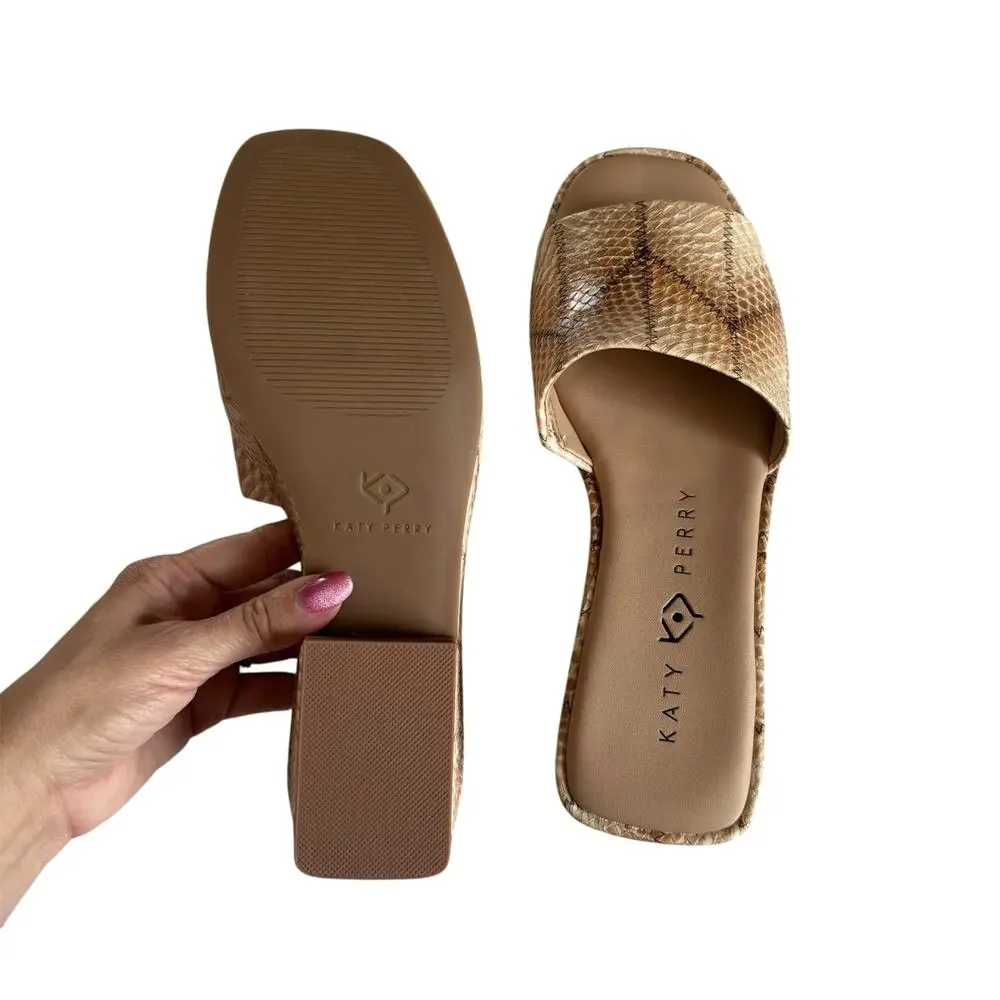 Katy Perry Busy Bee Slip-On Round Toe Tan Platform Heel Sandals Women’s Size 6